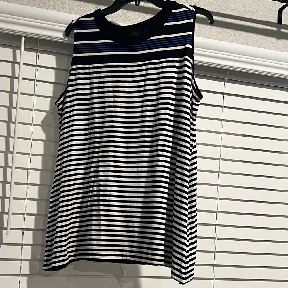 J. Jill Striped Tank Top in Black, Royal Blue and White